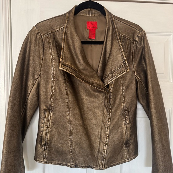 V Cristina Jackets & Blazers - V Cristina Gold Leather Jacket